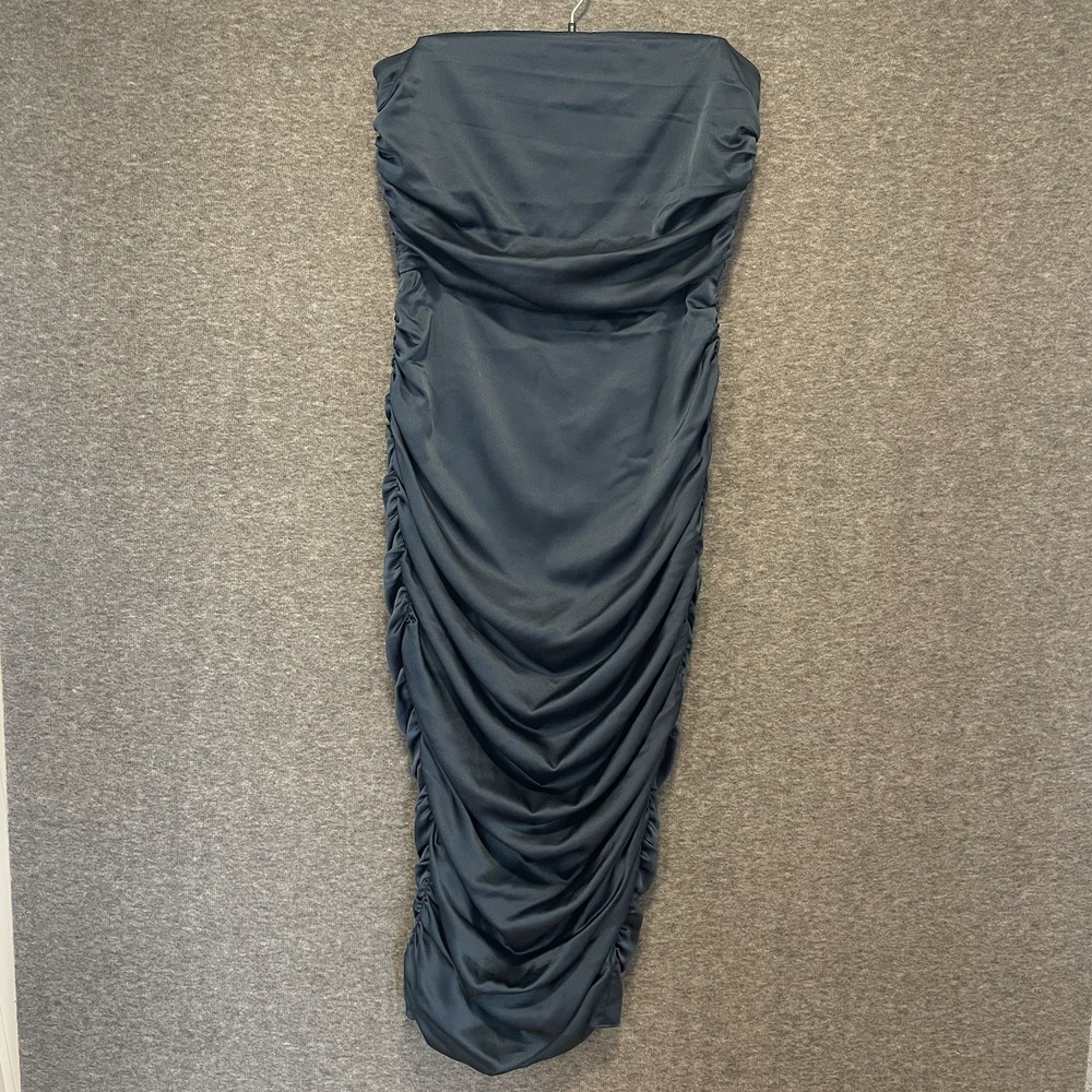 VERONICA BEARD Kupa‎ Ruched Silk Bodycon Strapless Dress Navy Blue Size 8